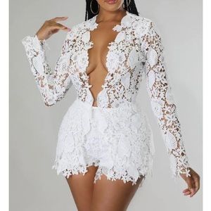 Missguided White lace short set. One once for engagement shoot